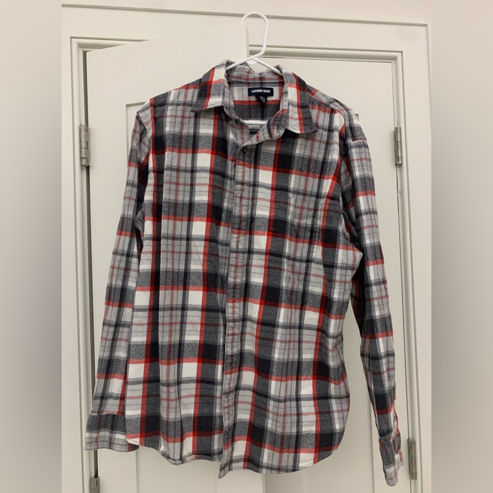 Land’s End Men’s L Plaid Button Up: Only Worn Once